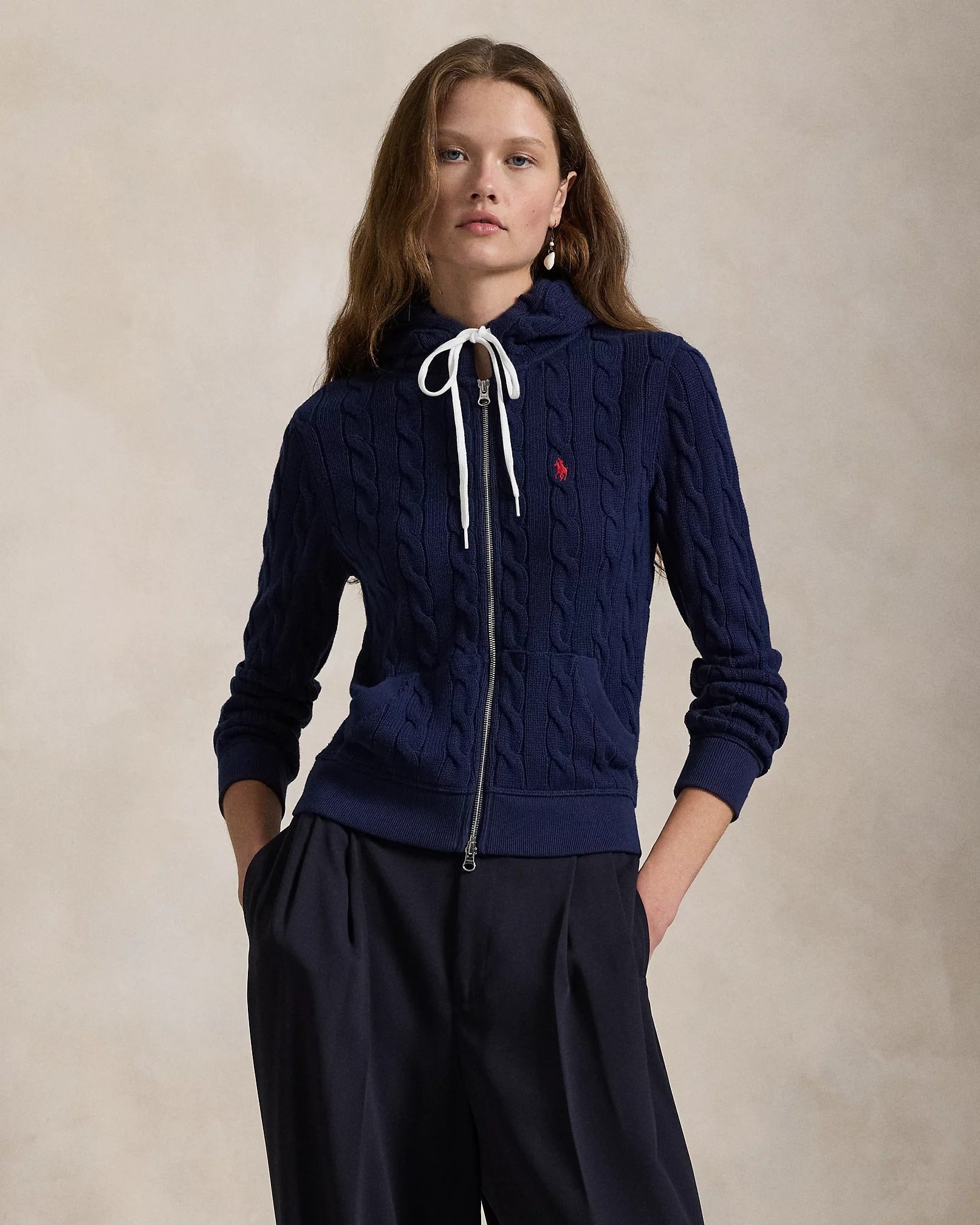 RL Sweatshirt | Knitted Cotton Hoodie with Zipper